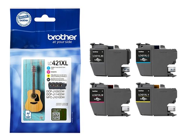 BROTHER 4-pack of Black Cyan Magenta and Yellow 500-page high capacity ink cartridges for DCP-J1050DW MFC-J1010DW and DCP-J11