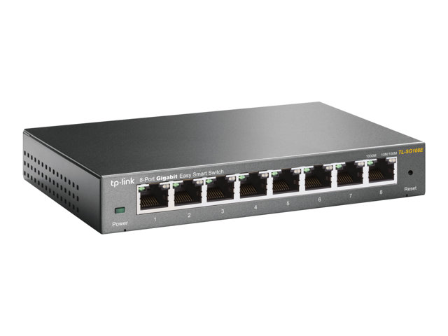 TP-LINK TL-SG108E 8-Port Gigabit Easy Smart Switch 8x 10/100/1000Mbps RJ45 ports MTU/Port/Tag-based VLAN QoS IGMP Snooping