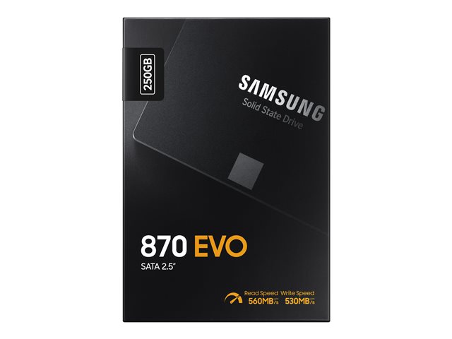 SAMSUNG 870 EVO SSD 250GB 6,35cm 2,5Zoll SATA III 560MB/s read 530MB/s write