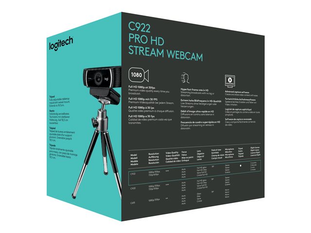 LOGITECH C922 Pro Stream Webcam - USB -EMEA