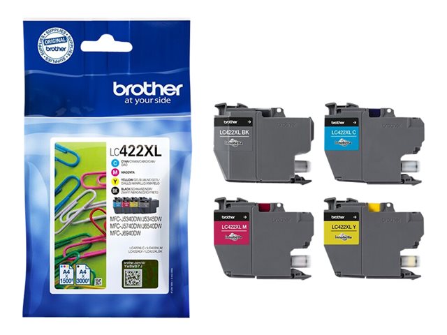 BROTHER Black Cyan Magenta and Yellow Ink Cartridges Multipack Each cartridge prints up to 1500 pages for CMY and 3000 for K - DR Ve