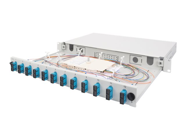 DIGITUS LWL-Spleissbox 1HE Schnellverschluss leer ohne Frontblende inkl. M20/M25 Verschr. grau