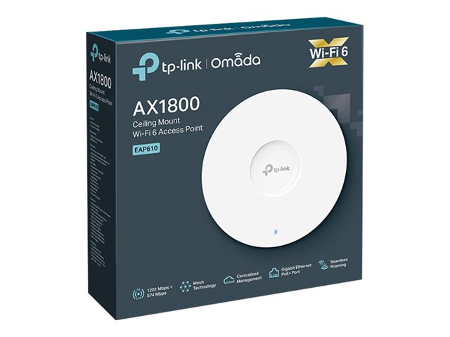 TP-LINK EAP610 V1.0 AX1800 Ceiling Mount Dual-Band Wi-Fi 6 Access Point 574Mbps at 2.4 GHz + 1201 Mbps at 5 GHz