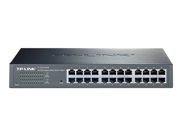 TP-LINK TL-SG1024DE 24-Port Gigabit Easy Smart Switch 24x 10/100/1000Mbps RJ45 MTU/Port/Tag-based VLAN QoS IGMP Snooping