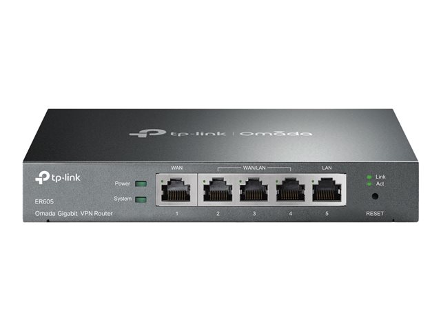 TP-LINK ER605 SafeStream Gigabit Multi-WAN VPN Router 1× Gigabit WAN Port 3× Gigabit WAN/LAN Ports 1× Gigabit LAN Port