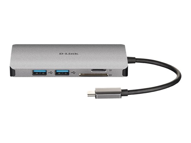 D-LINK DUB-M810 USB-C 8-Port USB 3.0 Hub mit HDMI und Ethernet und SD & microSD Card Reader und USB-C Ladeanschluss