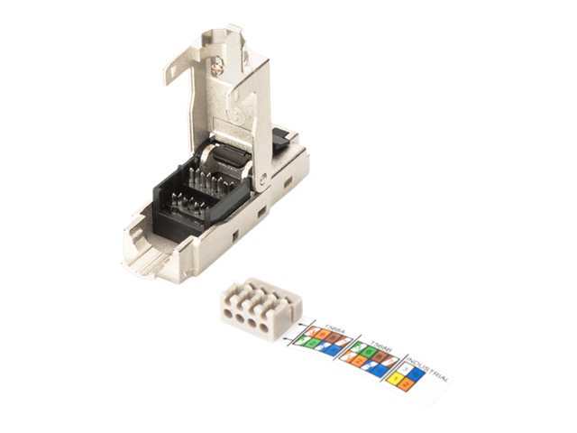 DIGITUS Geschirmter RJ45-Stecker zur Feldkonfektionierung AWG 22-27 10 GBit Ethernet PoE+ Staubschutzkappe Knickschutz