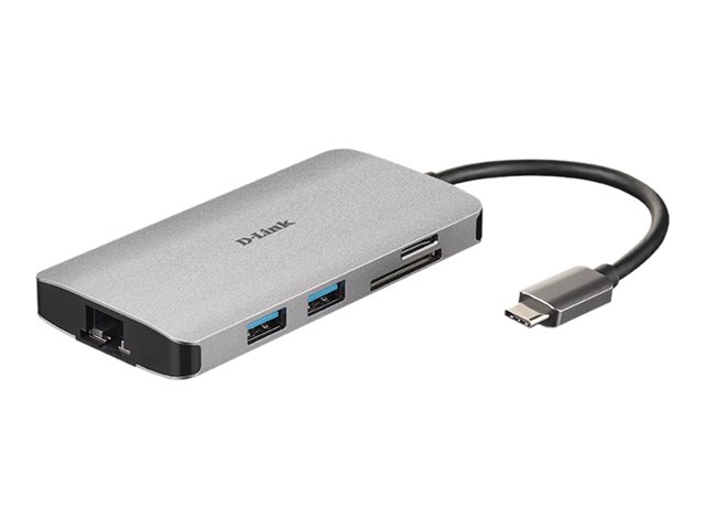 D-LINK DUB-M810 USB-C 8-Port USB 3.0 Hub mit HDMI und Ethernet und SD & microSD Card Reader und USB-C Ladeanschluss