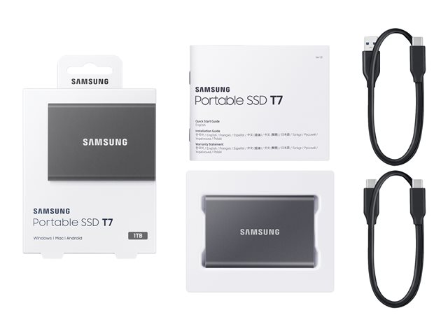 Vorderseite SAMSUNG Portable SSD T7 1TB extern USB 3.2 Gen 2 titan grey