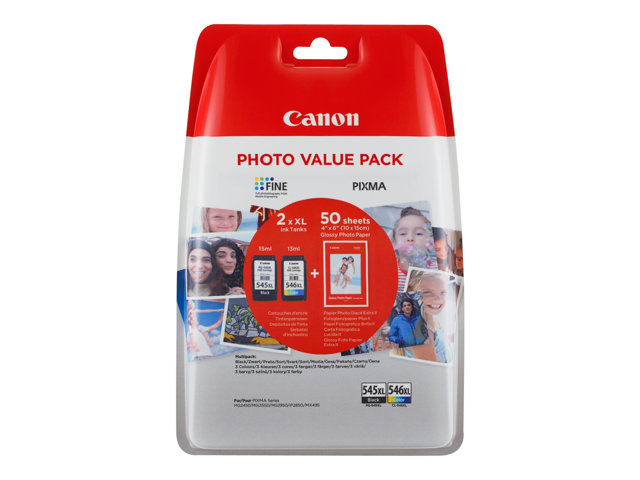 CANON Vorteilspack Blister 4x6 Foto Papier GP-501 50 Blatt + XL Schwarz & XL Farb Patronen