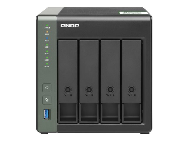 QNAP 4-Bay NAS Annapurna Labs AL214 Quad core 1.7GHz 2GB DDR3L SODIMM RAM max 8GB SATA 6Gb/s 1x 10GbE SFP+ LAN 2x GbE LAN