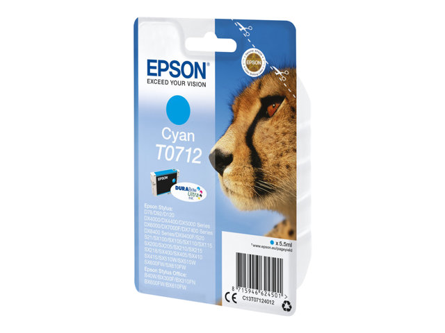 EPSON T0712 Tinte cyan Standardkapazität 5.5ml 1-pack blister ohne Alarm