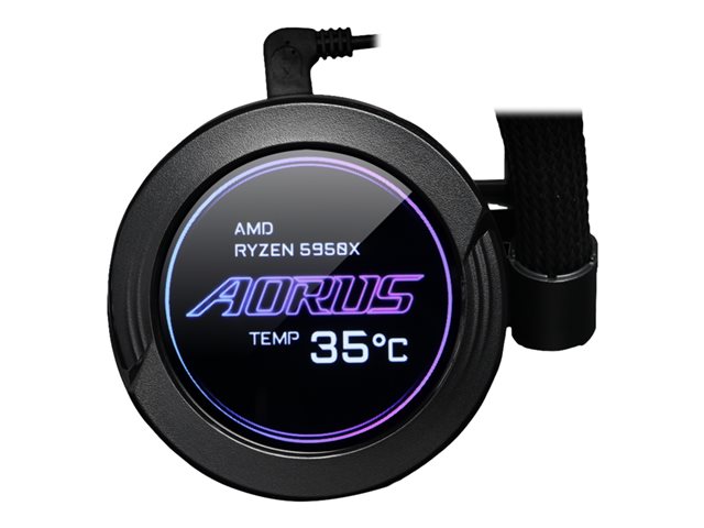 GIGABYTE AORUS WATERFORCE X 240 All-in-one Liquid Cooler with Circular LCD Display RGB Fusion 2.0 Triple 120mm ARGB