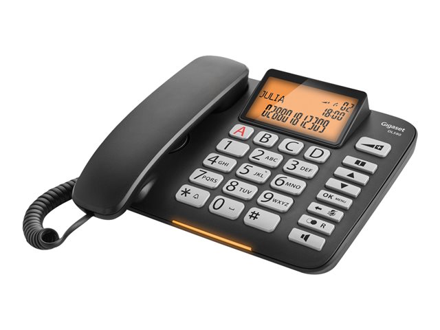 GIGASET DL580 schwarz schnurgeb. analog Grosstaste optische LED-Anrufanzeige 4 Direktwahltasten Telefonbuch für 99 Namen