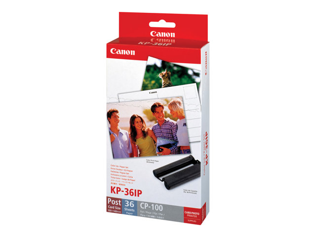 CANON KP-36IP Foto Papier 100x148mm 36 Blatt + Tintenkassette fuer Selphy CP Rückseite Postkarteformat