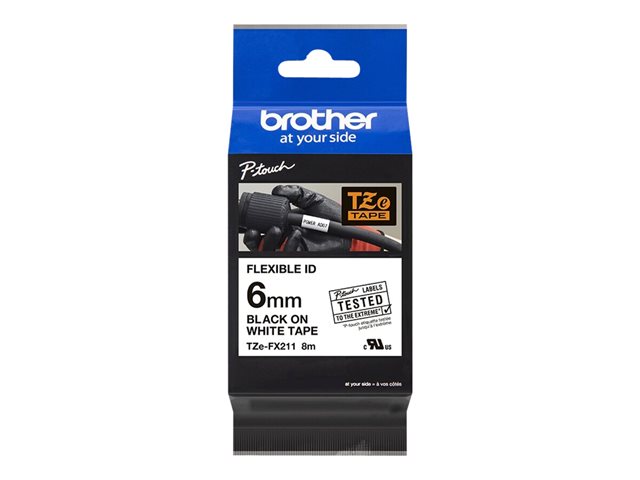 BROTHER P-Touch TZE-FX211 schwarzin weiss 6mm