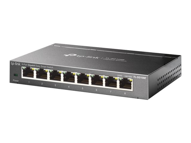 TP-LINK TL-SG108E 8-Port Gigabit Easy Smart Switch 8x 10/100/1000Mbps RJ45 ports MTU/Port/Tag-based VLAN QoS IGMP Snooping