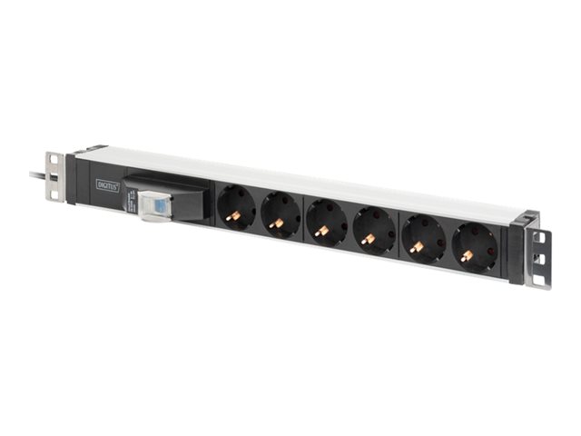 DIGITUS DN-95417 1HE Aluminium Steckdosenleiste Rack Mount 6x Schutzkontakt 16A 4000W 250VAC 50/60Hz