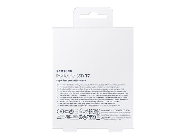 Verpackung Rückseite SAMSUNG Portable SSD T7 1TB extern USB 3.2 Gen 2 indigo blue