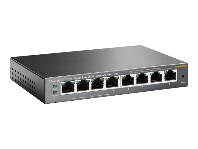 TP-LINK TL-SG108PE 8-Port Gigabit Easy Smart Switch 4× Gigabit PoE+ 4× Gigabit Non-PoE 64 W PoE Power Desktop Steel Case