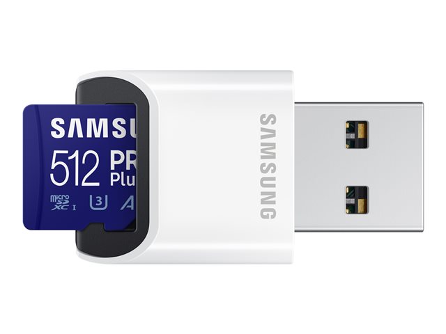 SAMSUNG PRO Plus 512GB microSDXC UHS-I U3 160MB/s Full HD & 4K UHD Speicherkarte inkl. USB-Kartenleser