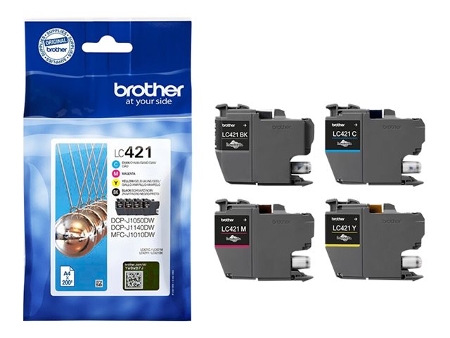 BROTHER 4-pack of Black Cyan Magenta and Yellow 200-page standard capacity ink cartridges for DCP-J1050DW MFC-J1010DW and DCP-J11