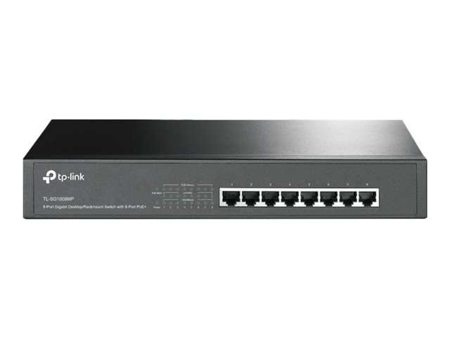 TP-LINK TL-SG1008MP 8-Port Gigabit Switch 8× Gigabit PoE+ 802.3at/af 126W PoE Power 1U 13-inch Rack-mountable Steel Case