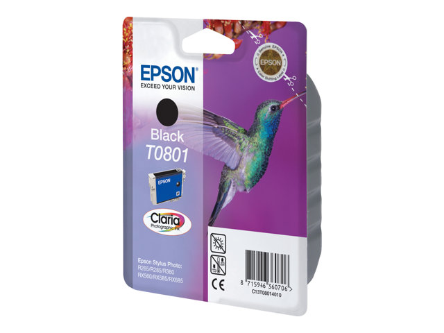 EPSON T0801 Tinte schwarz Standardkapazität 7.4ml 330 Seiten 1-pack blister ohne Alarm