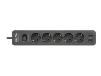 APC Essential SurgeArrest 5 Outlet 2 USB Ports Black 230V Germany