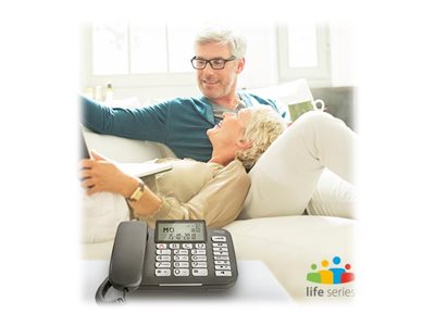 GIGASET DL580 schwarz schnurgeb. analog Grosstaste optische LED-Anrufanzeige 4 Direktwahltasten Telefonbuch für 99 Namen