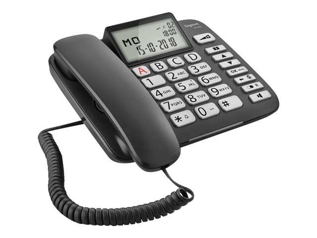 GIGASET DL580 schwarz schnurgeb. analog Grosstaste optische LED-Anrufanzeige 4 Direktwahltasten Telefonbuch für 99 Namen