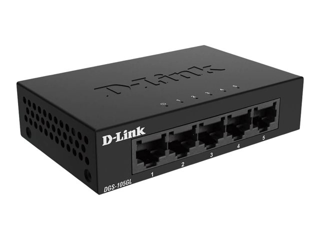 D-LINK DGS-105GL 5-Port Layer2 Gigabit Light Switch 5x LAN-Port 10/100/1000 Mbit/s Metallgehäuse