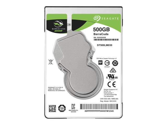 SEAGATE Barracuda 500GB HDD SATA 6Gb/s 5400rpm 6,4cm 2,5Zoll 7mm Bauhöhe 128Mb cache BLK