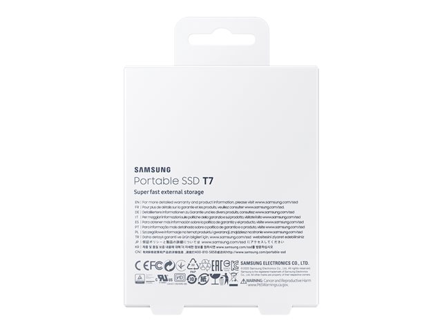 Verpackung Rückseite SAMSUNG Portable SSD T7 1TB extern USB 3.2 Gen 2 titan grey