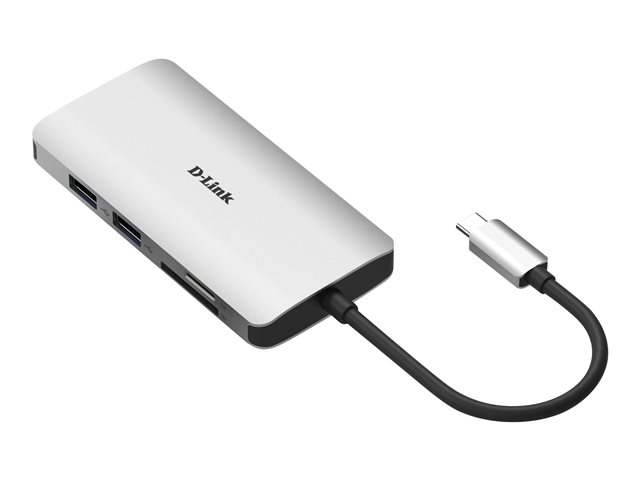 D-LINK DUB-M810 USB-C 8-Port USB 3.0 Hub mit HDMI und Ethernet und SD & microSD Card Reader und USB-C Ladeanschluss