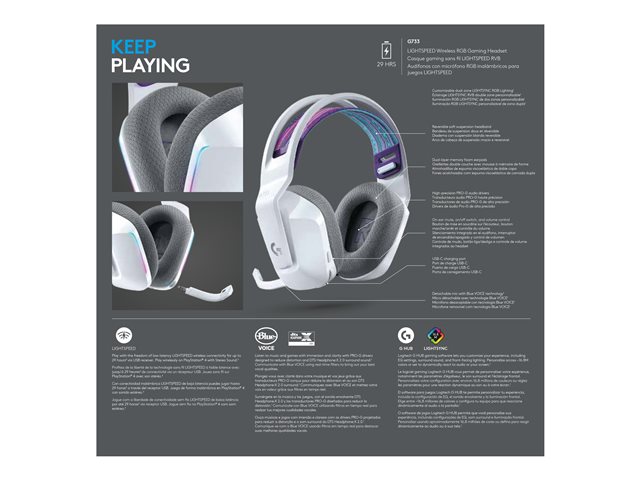 Verpackung Rückseite LOGITECH G733 LIGHTSPEED Wireless RGB Gaming Headset - WHITE - EMEA