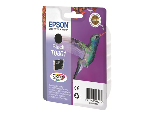 EPSON T0801 Tinte schwarz Standardkapazität 7.4ml 330 Seiten 1-pack blister ohne Alarm