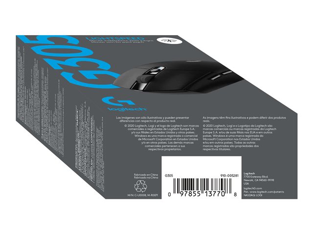 Verpackung Unterseite LOGITECH G305 Recoil Gaming Mouse - BLACK - EWR2