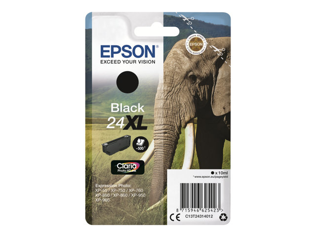 EPSON 24XL Tinte schwarz hohe Kapazität 10ml 500 Seiten 1-pack blister ohne Alarm