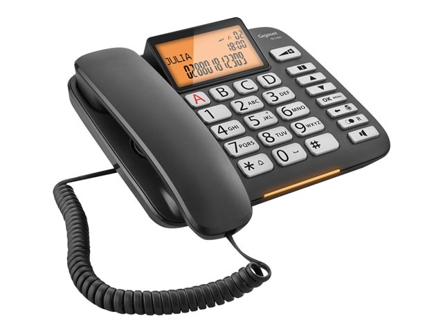 GIGASET DL580 schwarz schnurgeb. analog Grosstaste optische LED-Anrufanzeige 4 Direktwahltasten Telefonbuch für 99 Namen