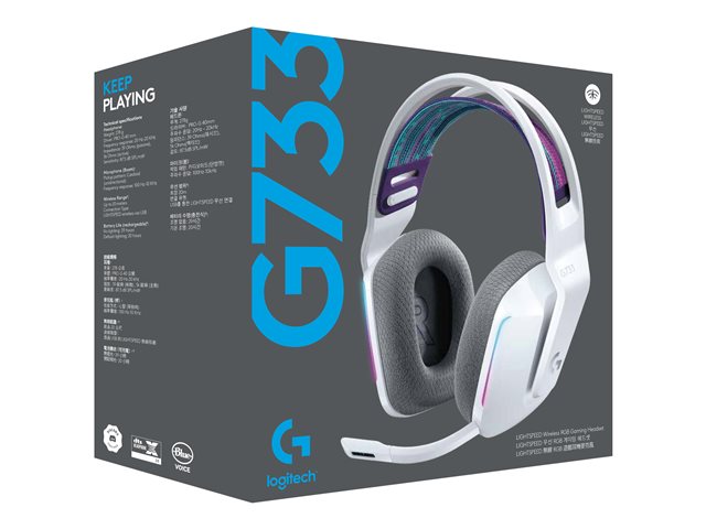 Verpackung Links Vorne LOGITECH G733 LIGHTSPEED Wireless RGB Gaming Headset - WHITE - EMEA