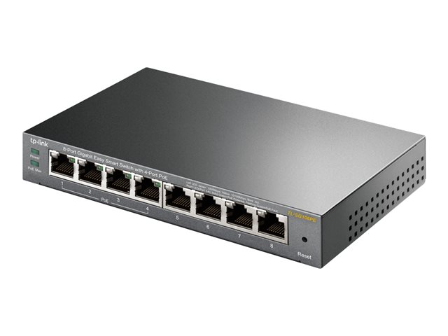 TP-LINK TL-SG108PE 8-Port Gigabit Easy Smart Switch 4× Gigabit PoE+ 4× Gigabit Non-PoE 64 W PoE Power Desktop Steel Case