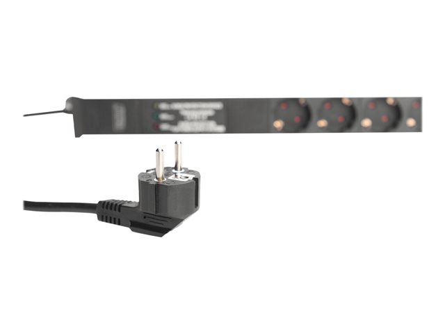 DIGITUS 1HE Aluminium Steckdosenleiste 16A 4000W 250VAC 50/60Hz 7-fach CEE 7/7 3m 2m Zuleitung CEE 7/7 St.