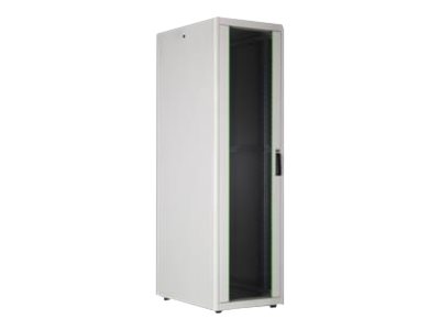 DIGITUS Netzwerkschrank 48,3cm 19Zoll 22HE grau 6/8-D H1164mmxB600mmxT800mm mit Glastuer inkl. 28xMontageschrauben-Set bis 600KG
