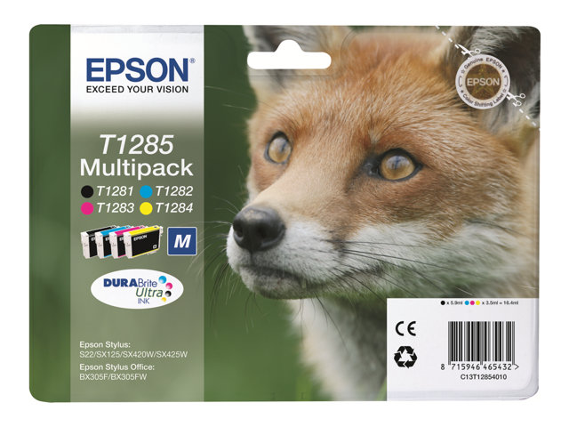 EPSON T1285 Tinte schwarz und dreifarbig Standardkapazität 5.9ml and 3 x 3.5ml 4-pack blister ohne Alarm