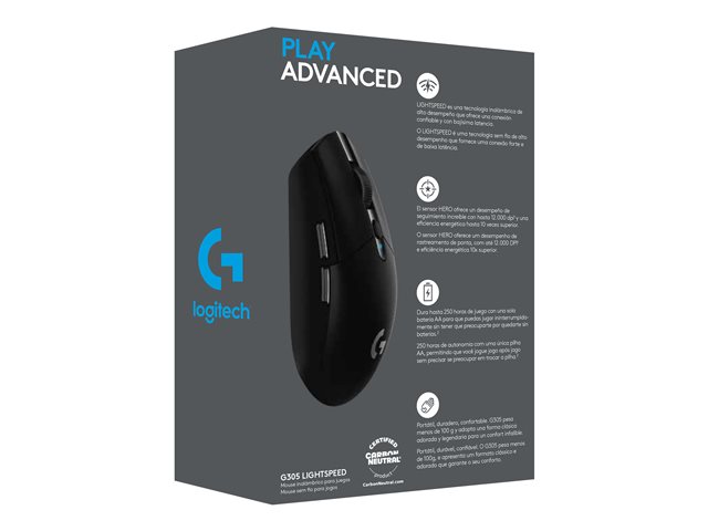 Verpackung Rückseite LOGITECH G305 Recoil Gaming Mouse - BLACK - EWR2
