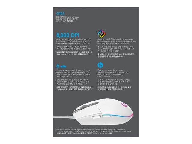 LOGITECH G102 LIGHTSYNC - WHITE - EER