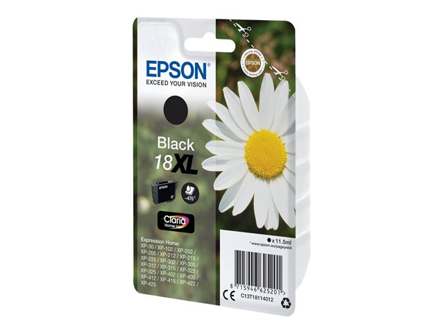 EPSON 18XL Tinte schwarz hohe Kapazität 11.5ml 470 Seiten 1-pack blister ohne Alarm