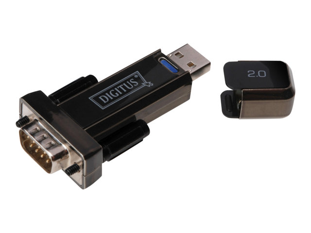 DIGITUS Converter USB2.0 auf Serial RS232 inkl. USB Verlaengerungskabel 80cm schwarz FTDI/FT323RL Chipsatz
