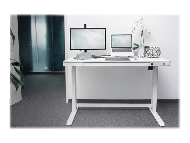 DIGITUS Electric height-adjustable Desk 120x60x12cm top 50kg load USB-charging ports white